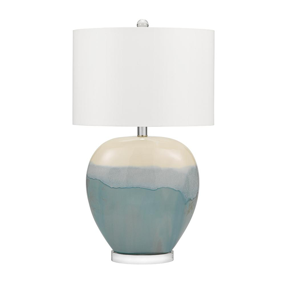 Cresswell 31 In 2 Toned Bleached Sand And Blue Ombre Coastal Ceramic Rounded Urn Table Lamp And Led Bulb with regard to sizing 1000 X 1000