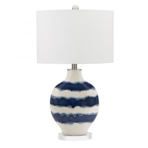 Cresswell 315 In White And Blue Coastal Ombre Striped Ceramic Table Lamp And Led Bulb with measurements 1000 X 1000