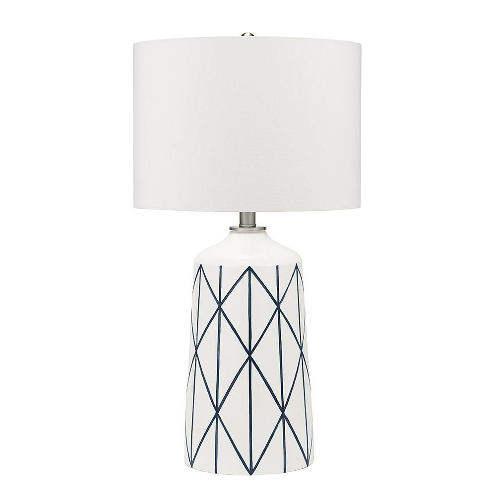 Cresswell 32 In White And Blue Coastal Geometric Table Lamp within measurements 1000 X 1000