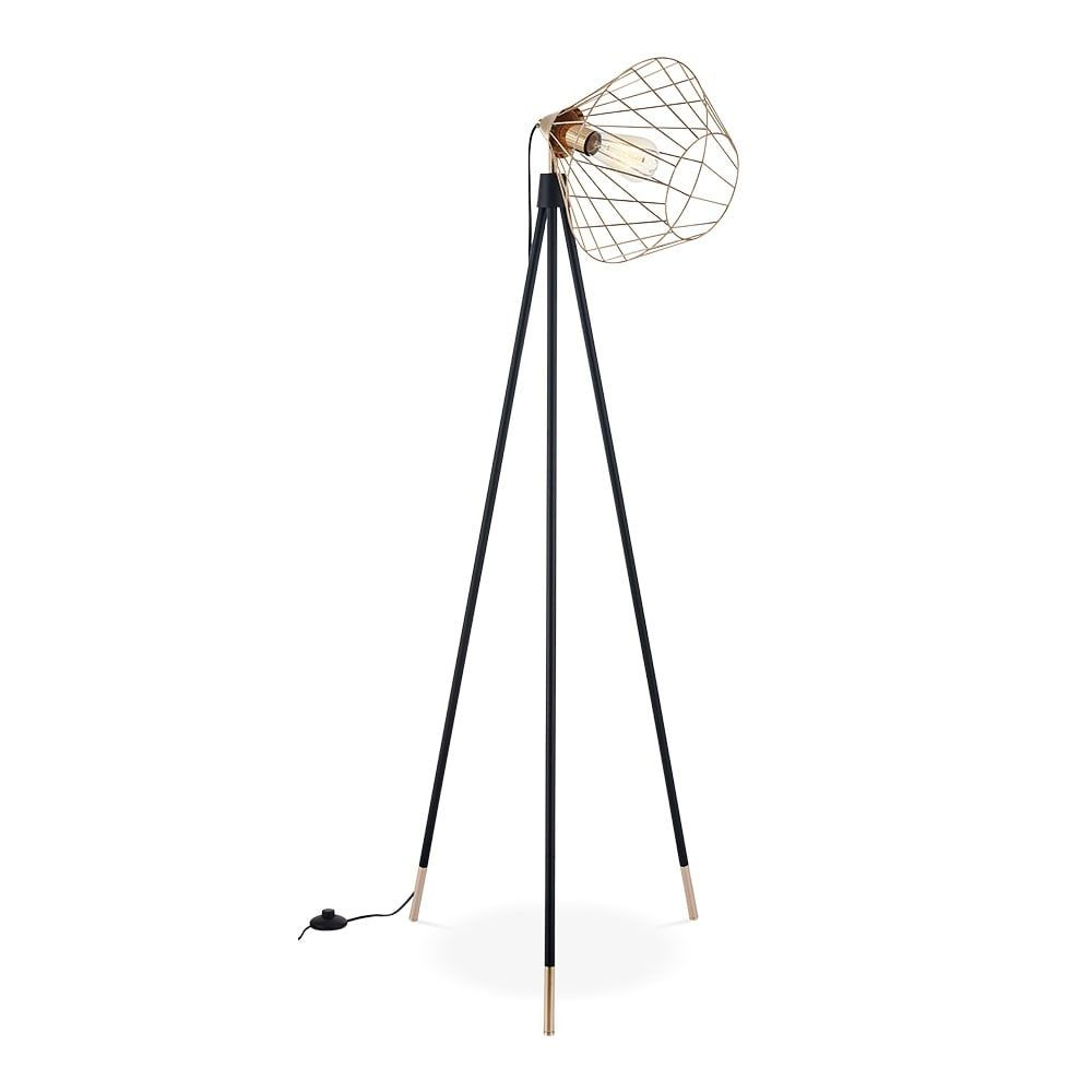 Cult Living Hamilton Caged Metal Tripod Floor Lamp Black in proportions 1000 X 1000