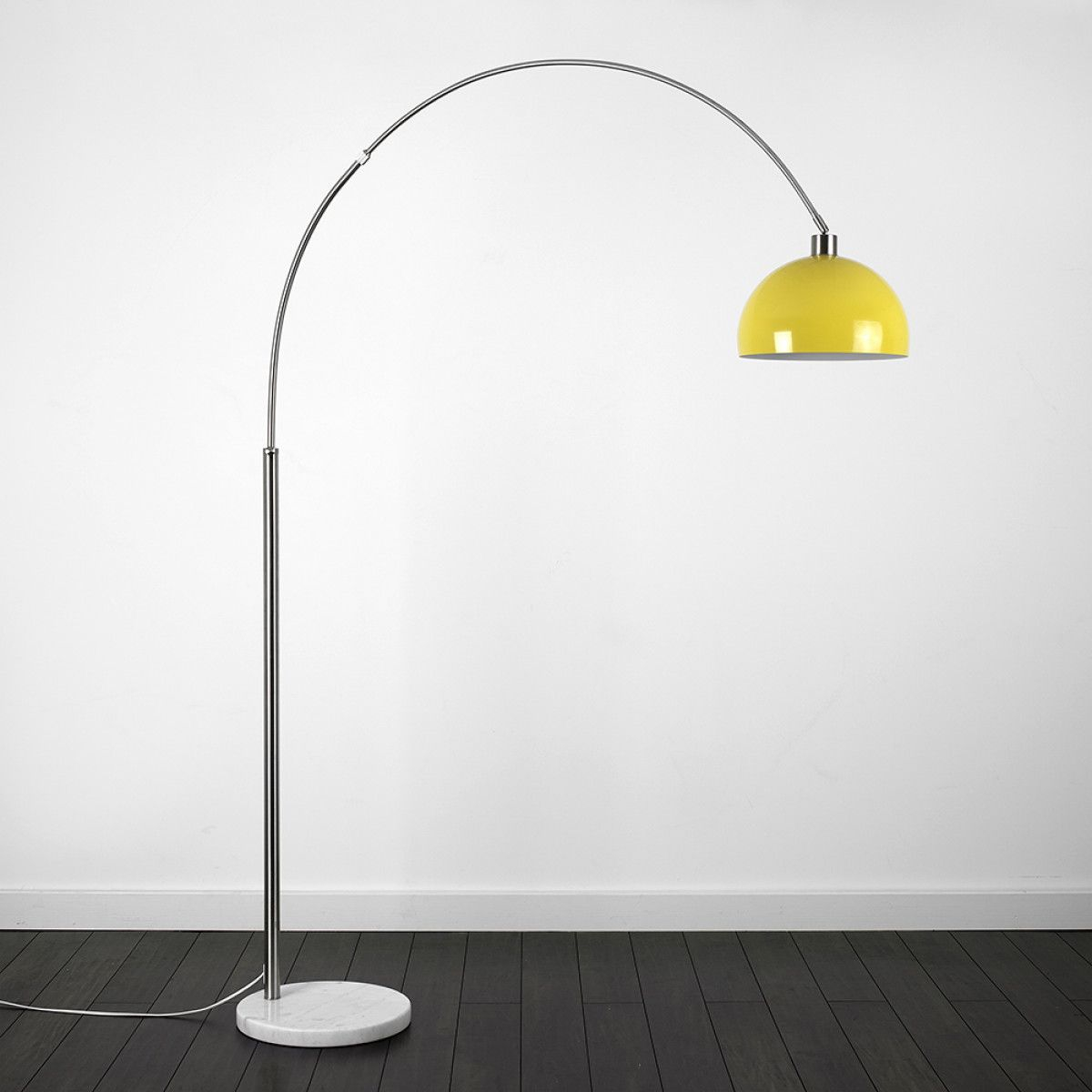 Curva Satin Nickel Floor Lamp With Yellow Shade Yellow with size 1200 X 1200