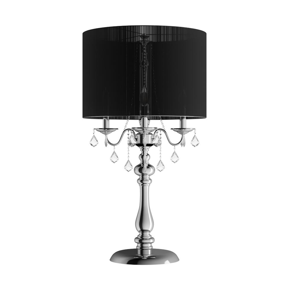 Cwi Lighting Sheer 32 In Chrome Table Lamp With Black Shade for proportions 1000 X 1000