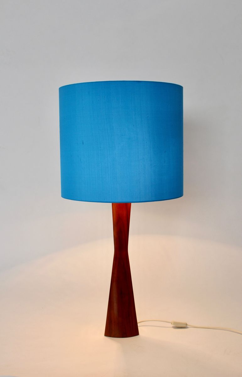 Danish Table Lamp With Teak Base Blue Shade 1960s pertaining to sizing 771 X 1200