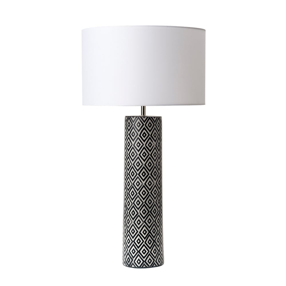 Dar Lighting Ego4221 Ego Single Light Ceramic Table Lamp Base Only In Black And White Finish for size 1000 X 1000