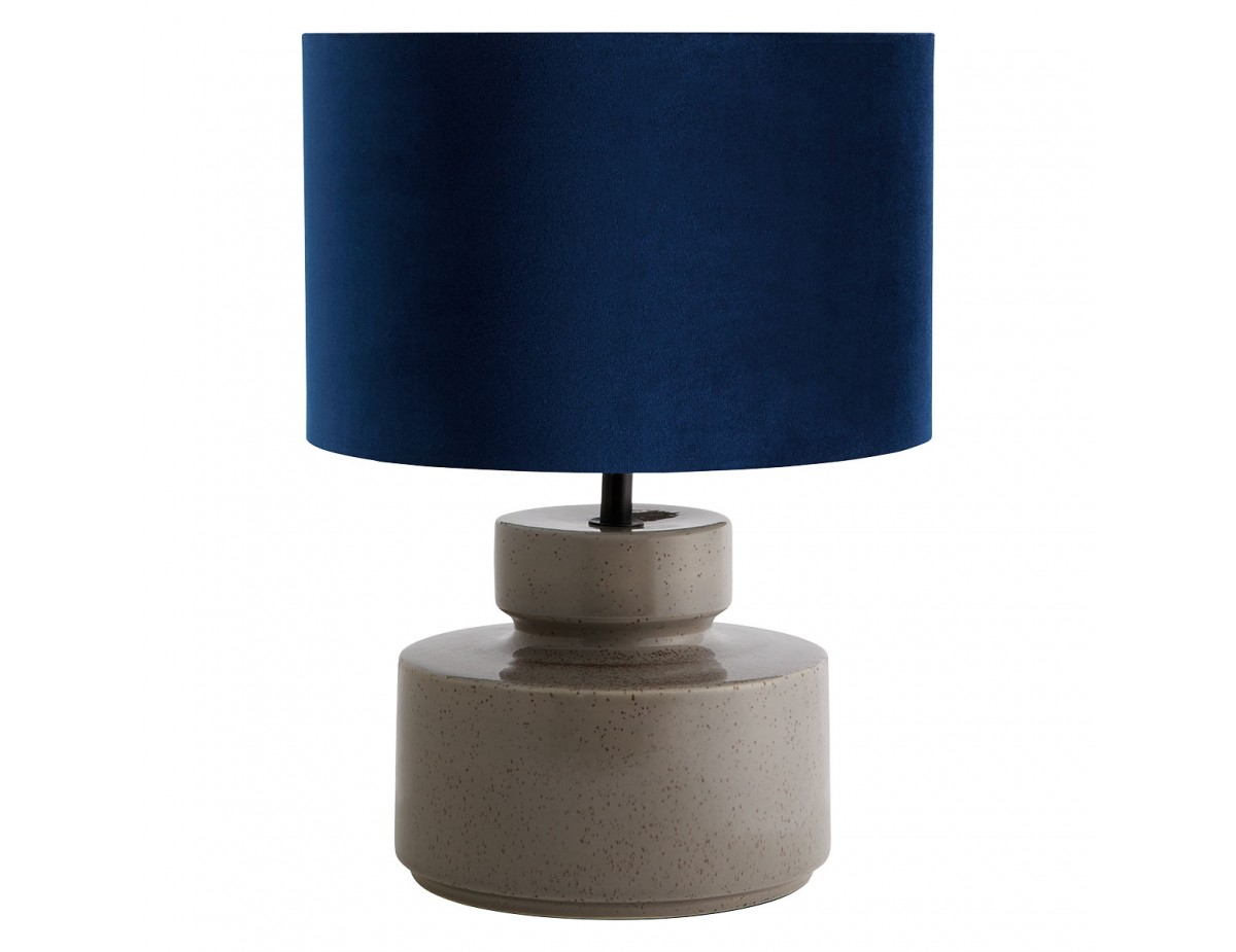Dascia Grey Ceramic Table Lamp With Navy Velvet Shade for proportions 1200 X 925