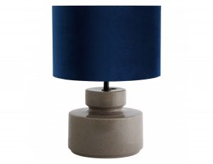 Dascia Grey Ceramic Table Lamp With Navy Velvet Shade in dimensions 1200 X 925