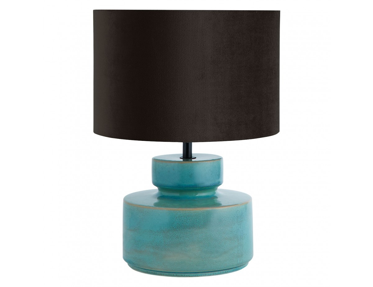 Dascia Teal Blue Ceramic Table Lamp Base With Charcoal Velvet Shade throughout size 1200 X 925