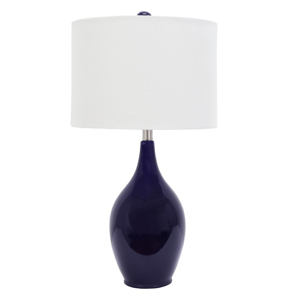 Decor Therapy Anabelle 27 In Indigo Blue Table Lamp With Linen Shade with measurements 1000 X 1000