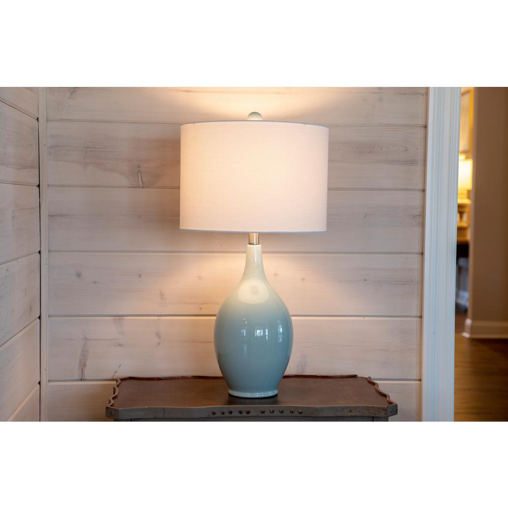 Decor Therapy Anabelle Ceramic 27 In Spa Blue Table Lamp With Linen Shade throughout measurements 1000 X 1000