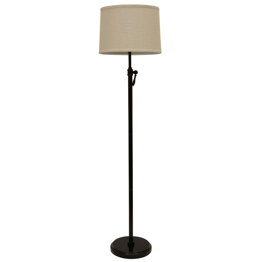 Decor Therapy Simple Adjust 645 In Oil Rubbed Bronze Floor Lamp With Linen Shade inside measurements 1000 X 1000