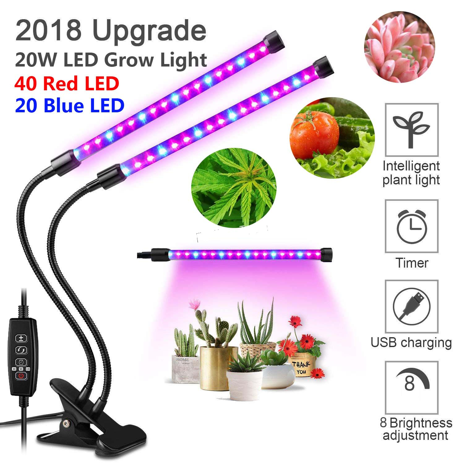 Details About 20w Dual Head Desktop Grow Light Lamp With 60 Led For Indoor Plants Hydroponics with regard to measurements 1500 X 1500