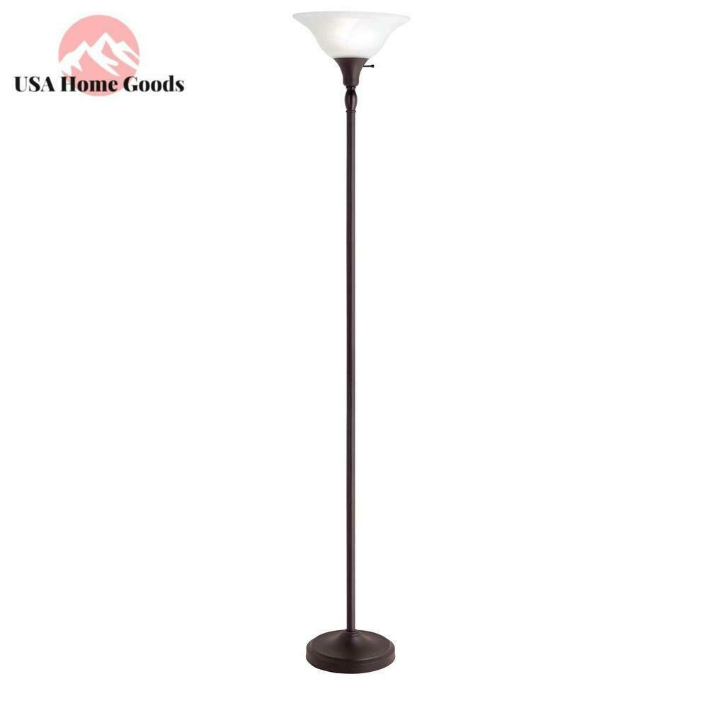Details About Bronze Torchiere Floor Lamp 72 In With Alabaster Glass Shade Home Office Light with sizing 1000 X 1000