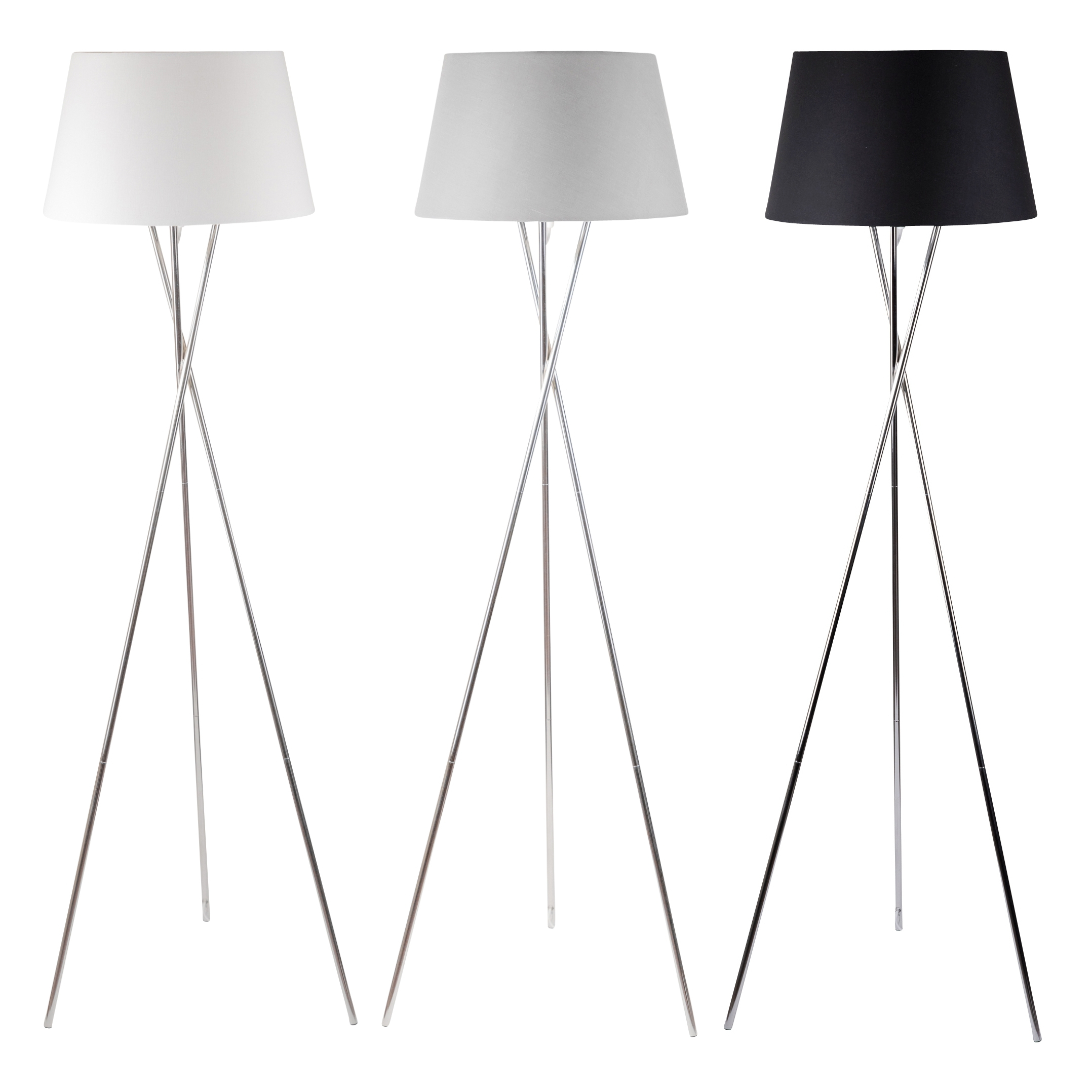 Details About Modern Chrome Twist Tripod Floor Lamp Standard Light Grey White Or Black Shade with regard to size 2156 X 2156