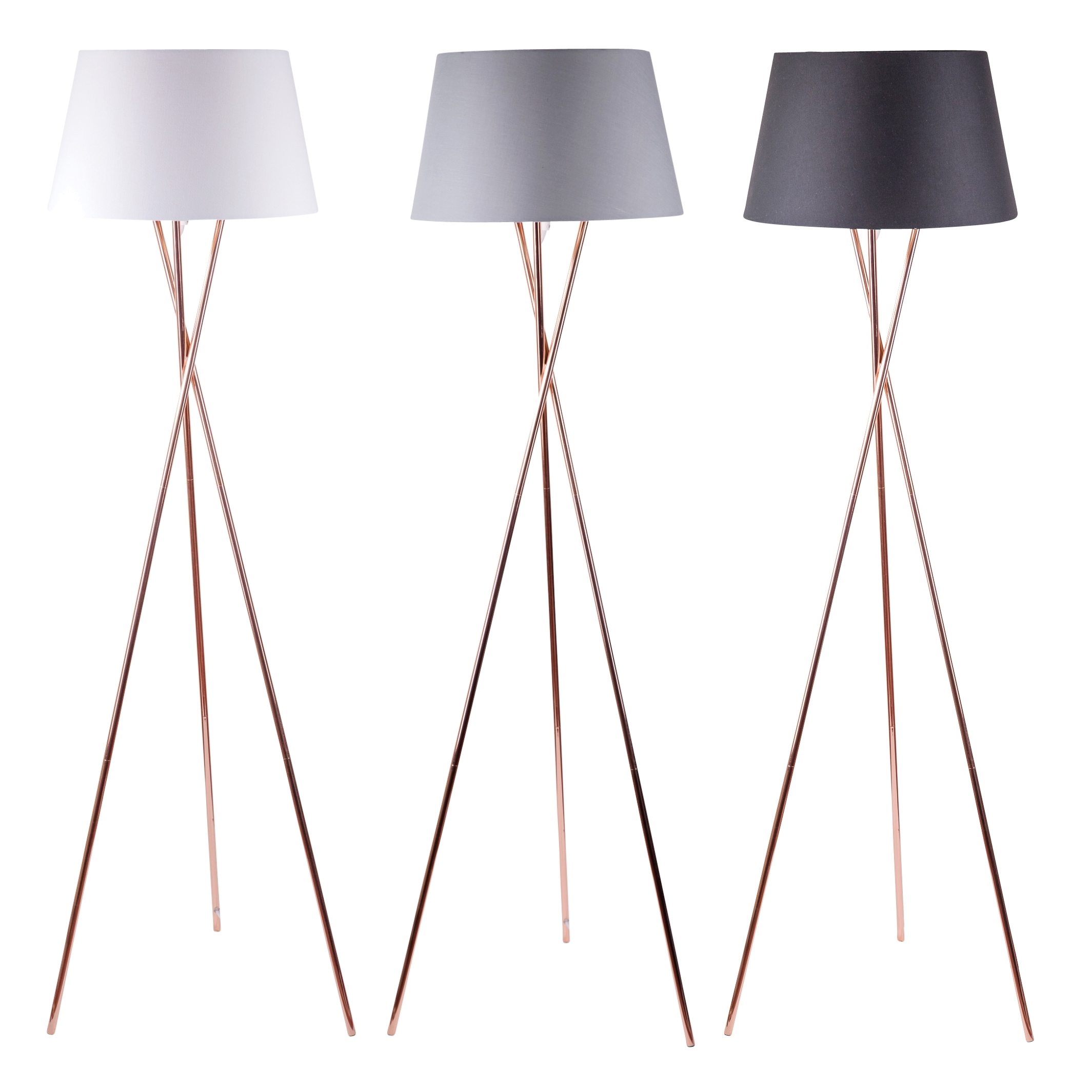 Details About Modern Copper Tripod Floor Lamp Standard Light With Grey White Or Black Shade pertaining to measurements 2129 X 2129