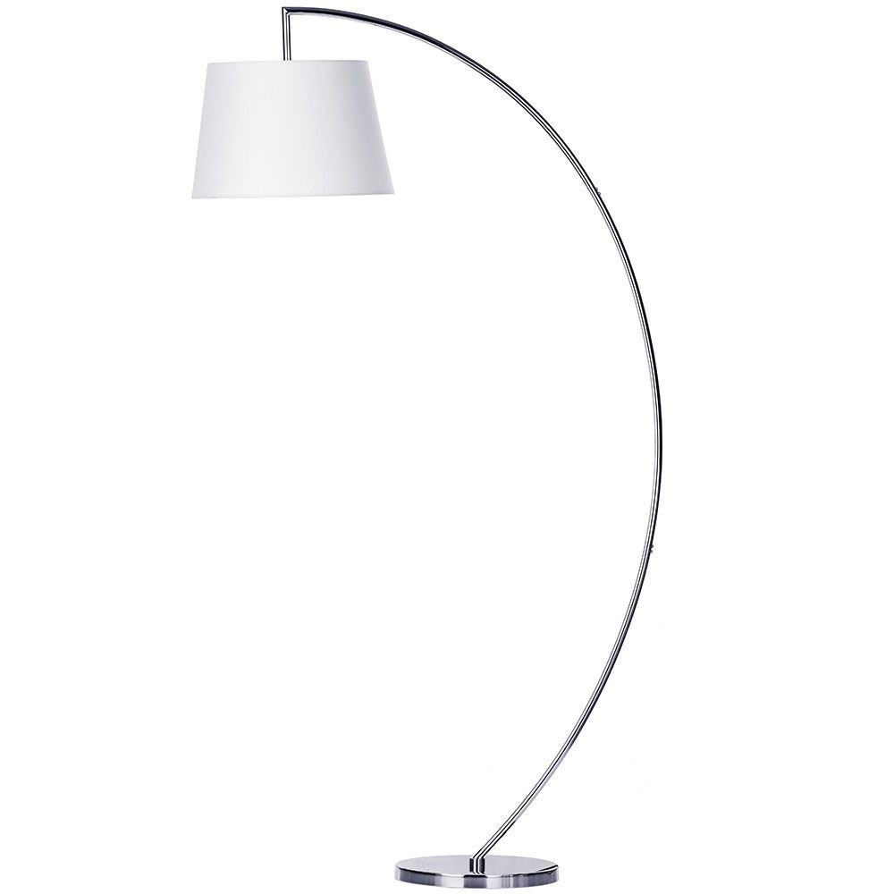Details About Modern Curved Arm Chrome Tall Floor Lamp With White Fabric Drum Shade Litecraft intended for sizing 1000 X 1000