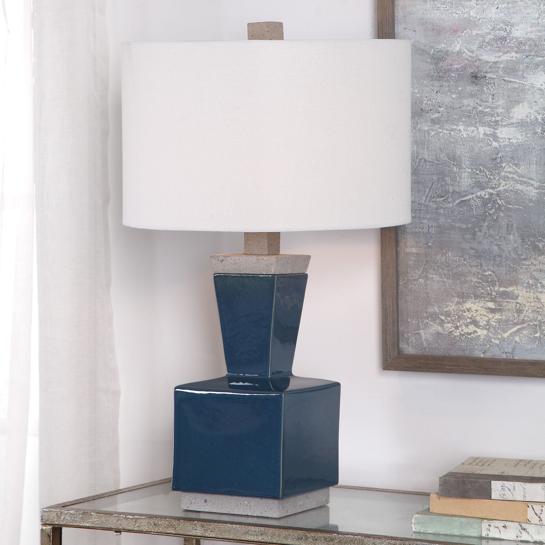 Details About Modern Industrial Blue Ceramic Table Lamp Living Room Bedroom Dining Lighting in sizing 2100 X 2100