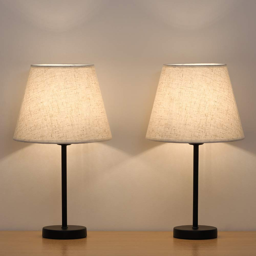 Details About Set Of 2 Modern Table Reading Lamp Desk Light Black Bedside With Fabric Shade pertaining to size 1000 X 1000