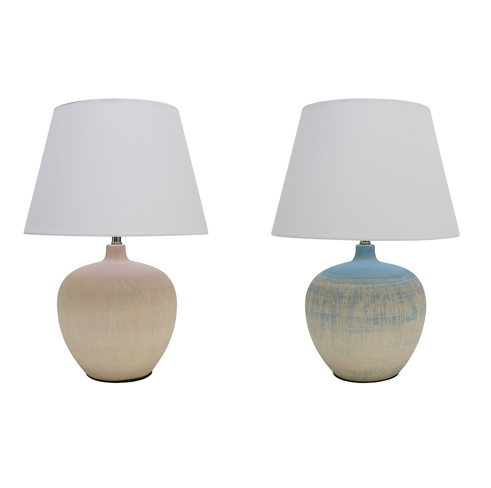 Details About Ten Table Lamp Glazed Ceramic Base And Fabric Coated Shade Pink Or Blue intended for size 1000 X 993