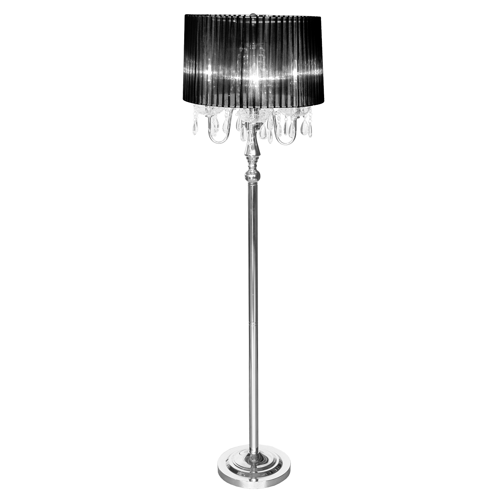 Details Zu Pretty Black Beaumont Four Light Floor Lamp Chandelier Crystals Standard Light pertaining to size 1600 X 1600