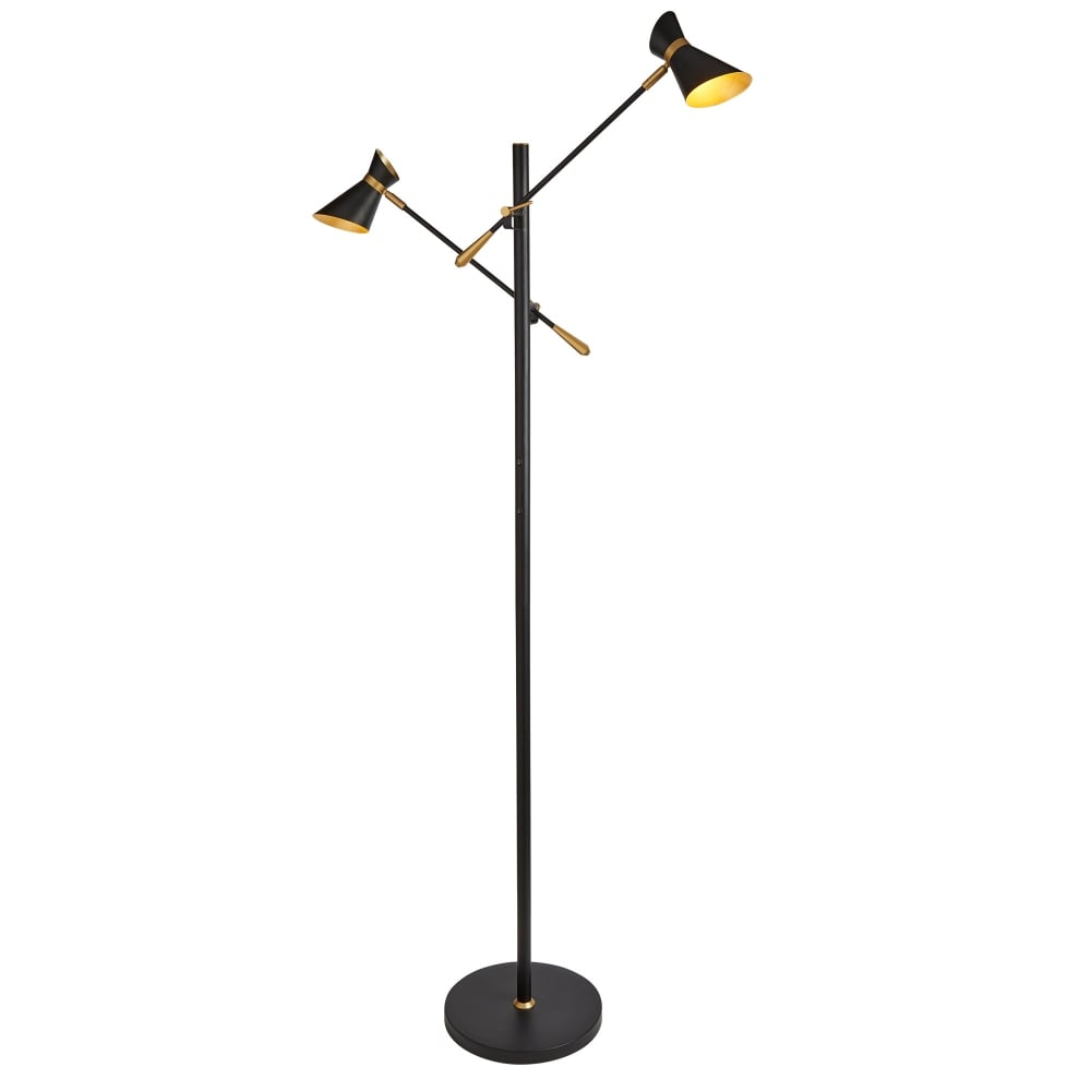 Diablo Modern 2 Light Floor Lamp In Black And Gold Finish 5962 2bg for size 1000 X 1000