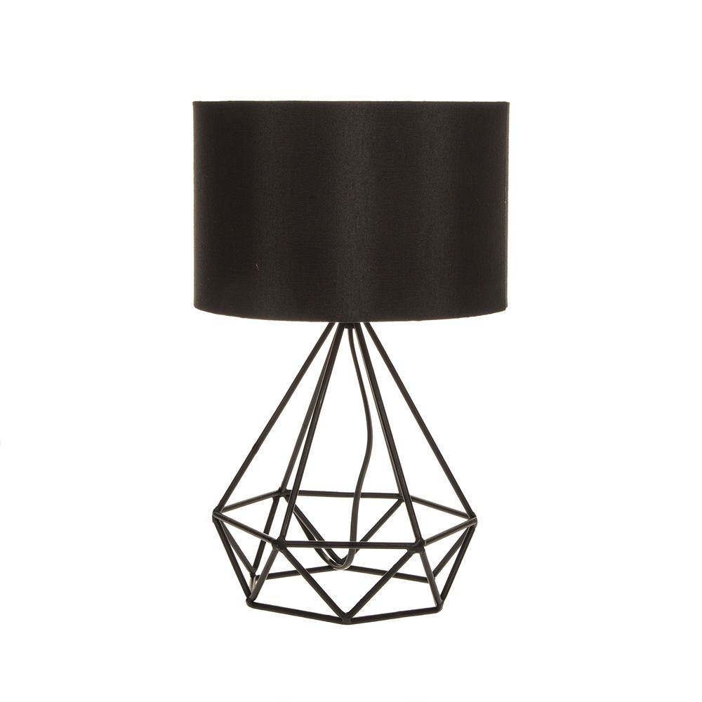 Diamond Shape Industrial Wired Table Lamp Black Tripod intended for proportions 1000 X 1000