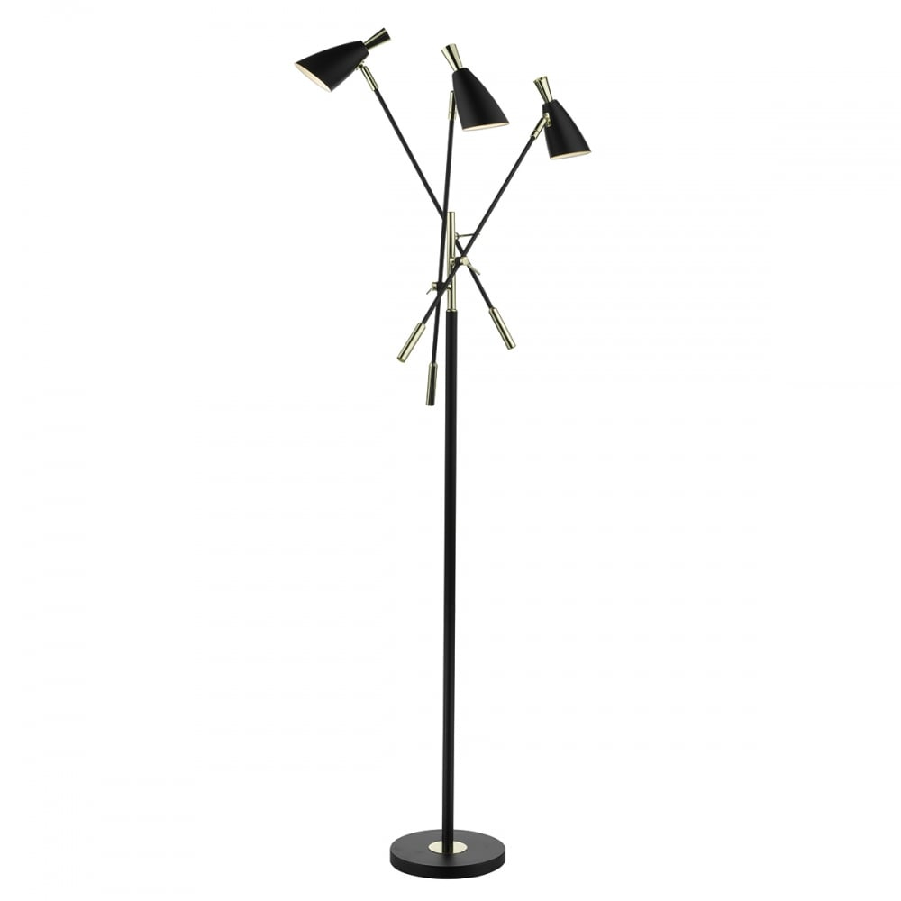 Diego 3 Light Adjustable Floor Lamp In Black And Gold Finish Die4954 pertaining to measurements 1000 X 1000