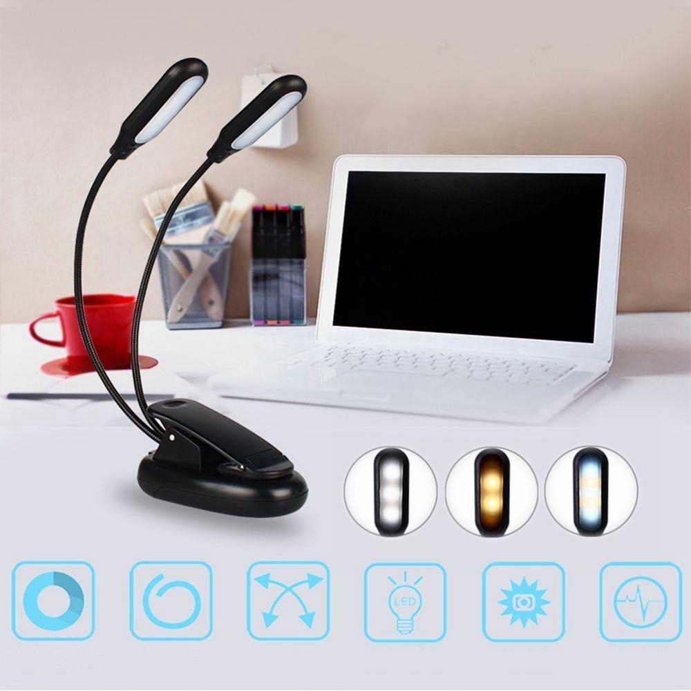 Double Heads 10 Led Clip Table Light 3 Modes Dimming Battery Powered Desk Lamp For Reading Working in measurements 1000 X 1000