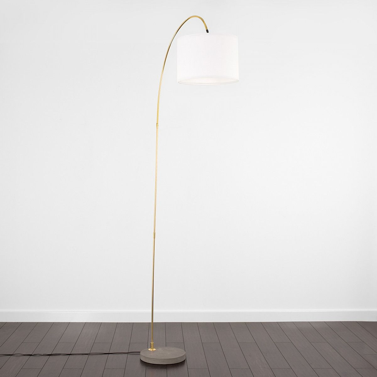 Dubose Floor Lamp In Gold With Cement Base White Shade within sizing 1200 X 1200