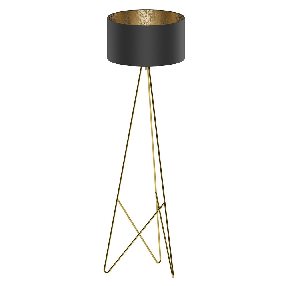 Eglo 39231 Camporale Brass Tripod Floor Lamp Black Gold Shade pertaining to size 1000 X 1000