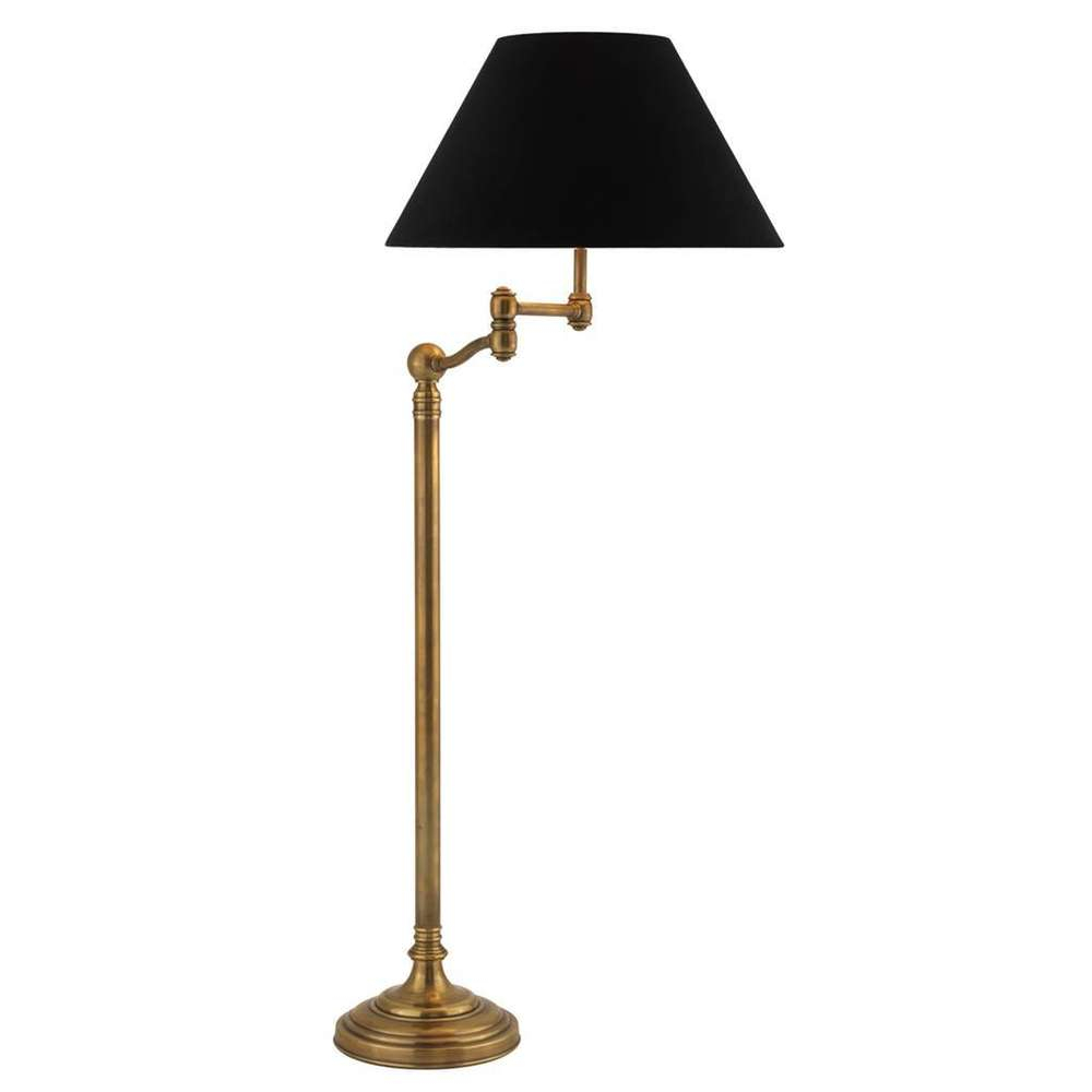 Eichholtz Floor Lamp Regis Vintage Brass Finish Swing Arm Including Black Velvet Shade inside sizing 1000 X 1000