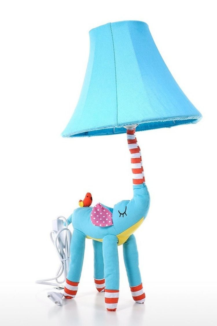 Elephant Blue Table Lamp With Decorative Toy For Kids throughout size 750 X 1125