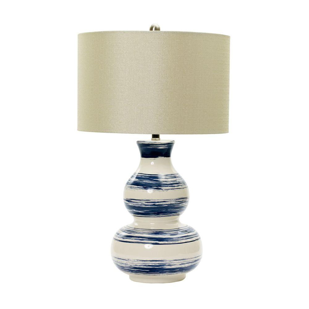 Fangio Lighting Mr Lamp And Shades 28 In White Striped Ceramic Table Lamp With Navy Brushstrokes regarding dimensions 1000 X 1000