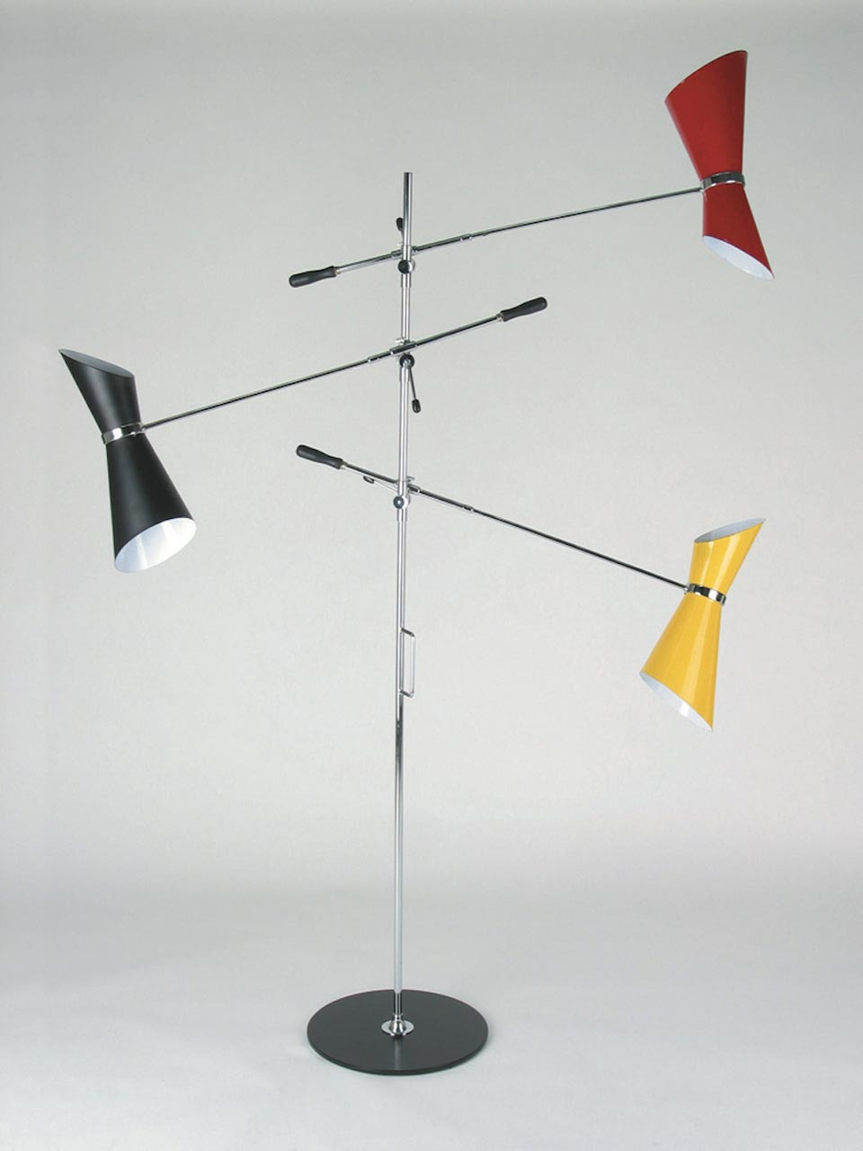 Floor Lamp Black Lacquered Solid Steel Foot Chromed Metal Rod 3 Adjustable Arms within measurements 960 X 1280