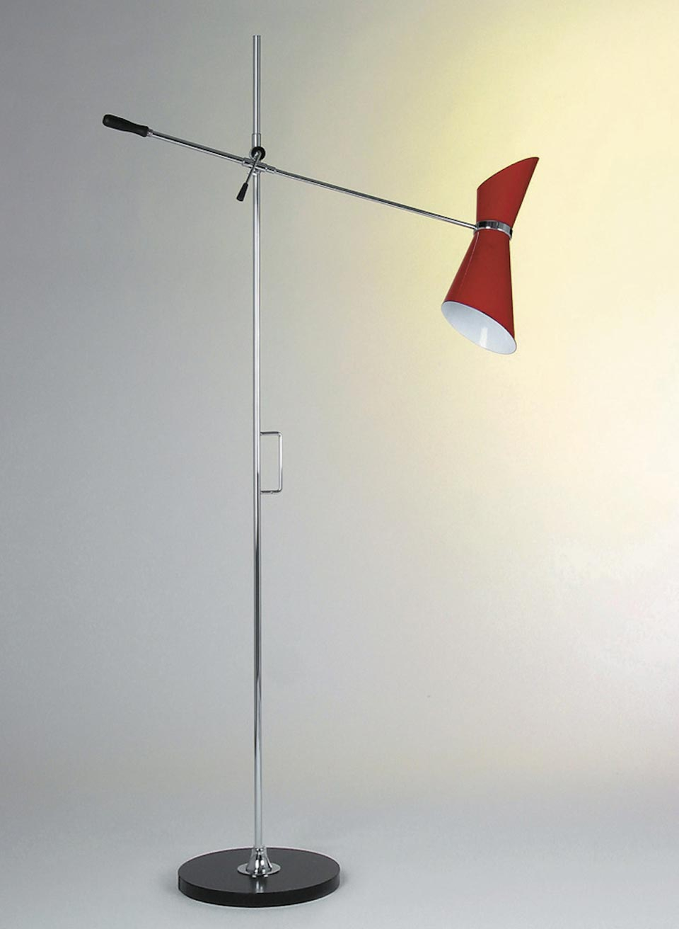Floor Lamp In Red Metal Chrome Metal Rod Adjustable Arm throughout sizing 960 X 1312