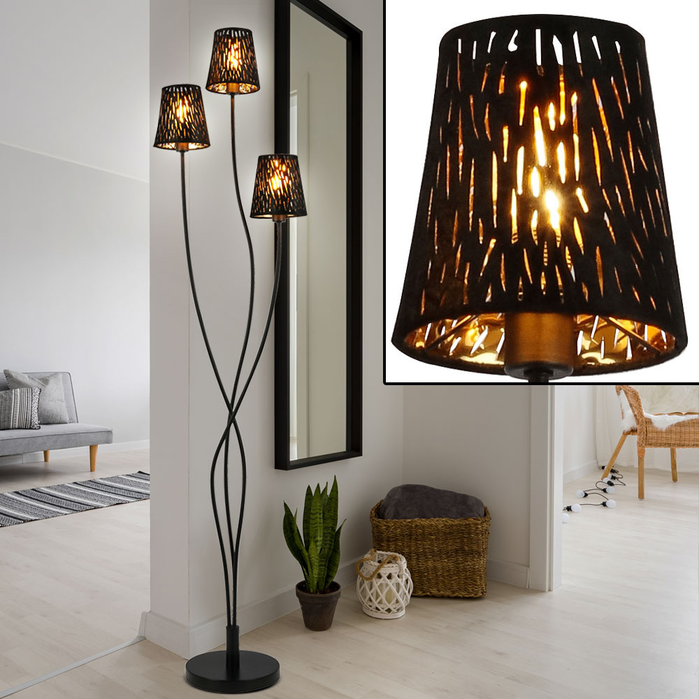 Floor Lamp Metal Velvet Black Gold H 150 Cm Tuxon throughout proportions 1000 X 1000