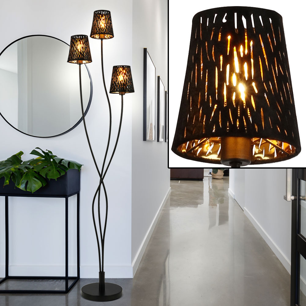 Floor Lamp Metal Velvet Black Gold H 150 Cm Tuxon with sizing 1000 X 1000