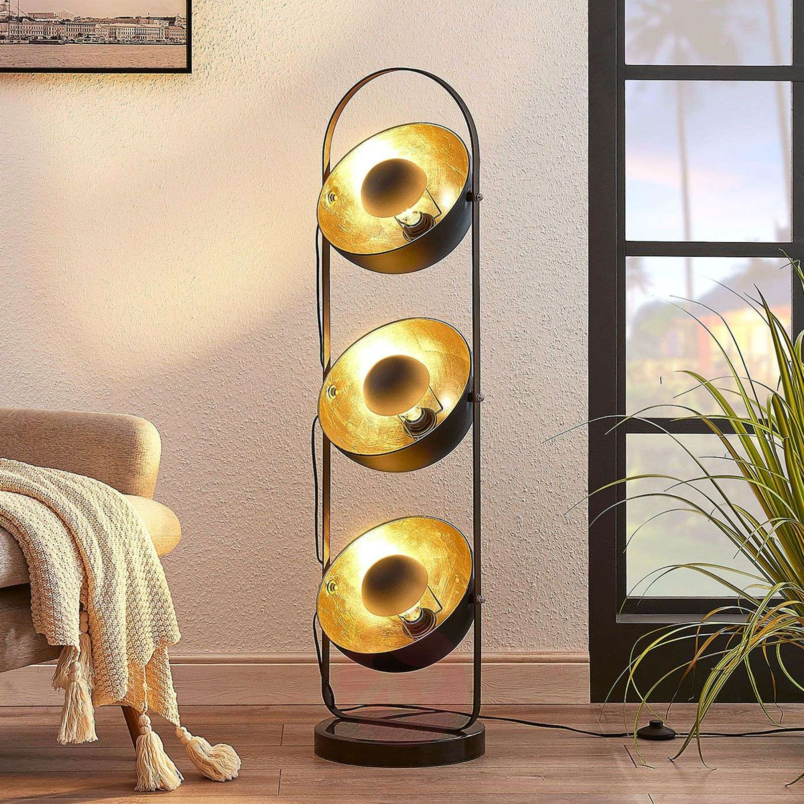 Floor Lamp Muriel 3 Bulb Blackgold regarding sizing 1600 X 1600