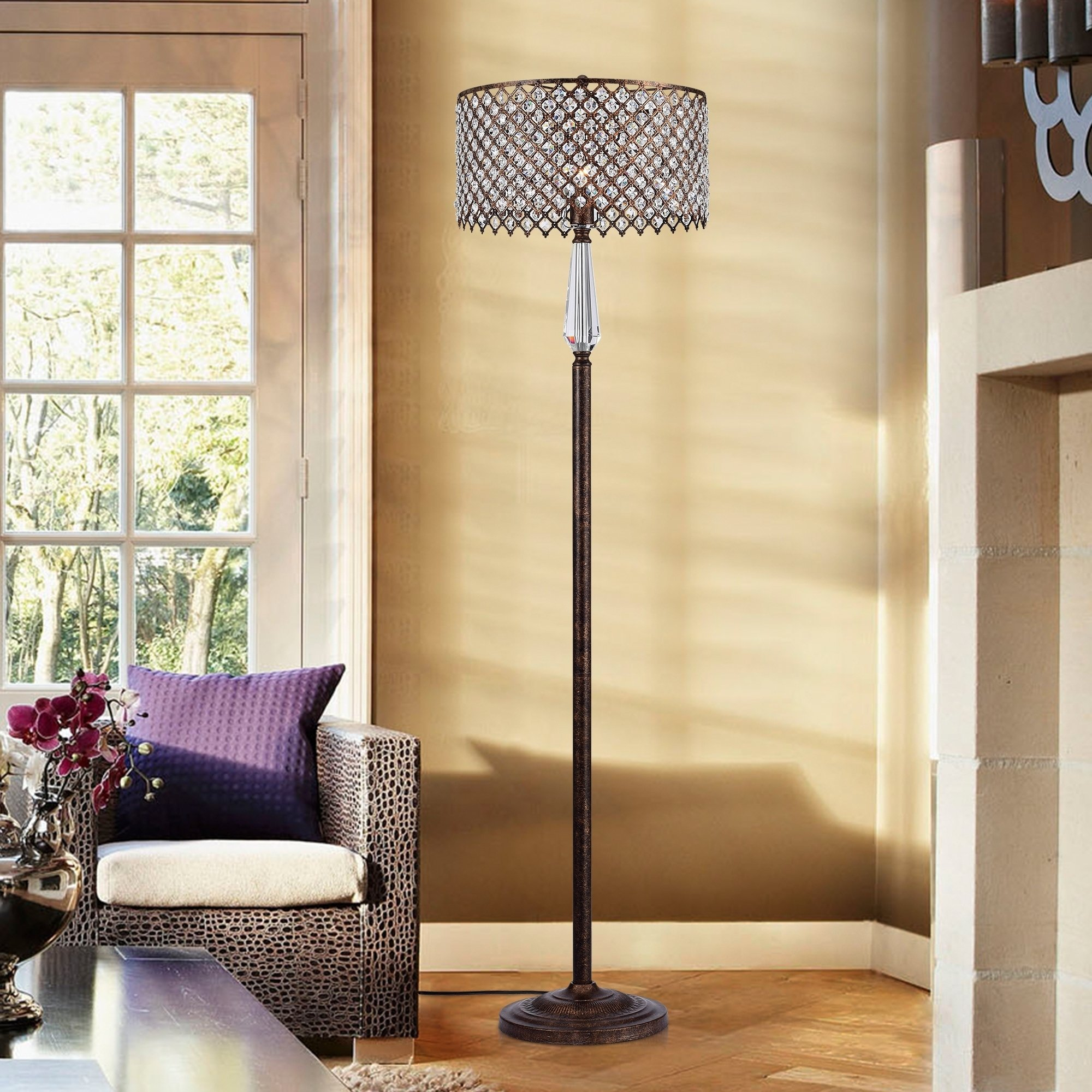 Garvan Rustic Bronze 1 Light Floor Lamp With Crystal Shade throughout measurements 2000 X 2000