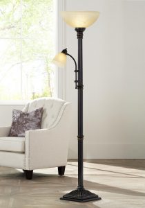 Garver Bronze Torchiere Floor Lamp With Reader Arm 8c397 inside proportions 1403 X 2000