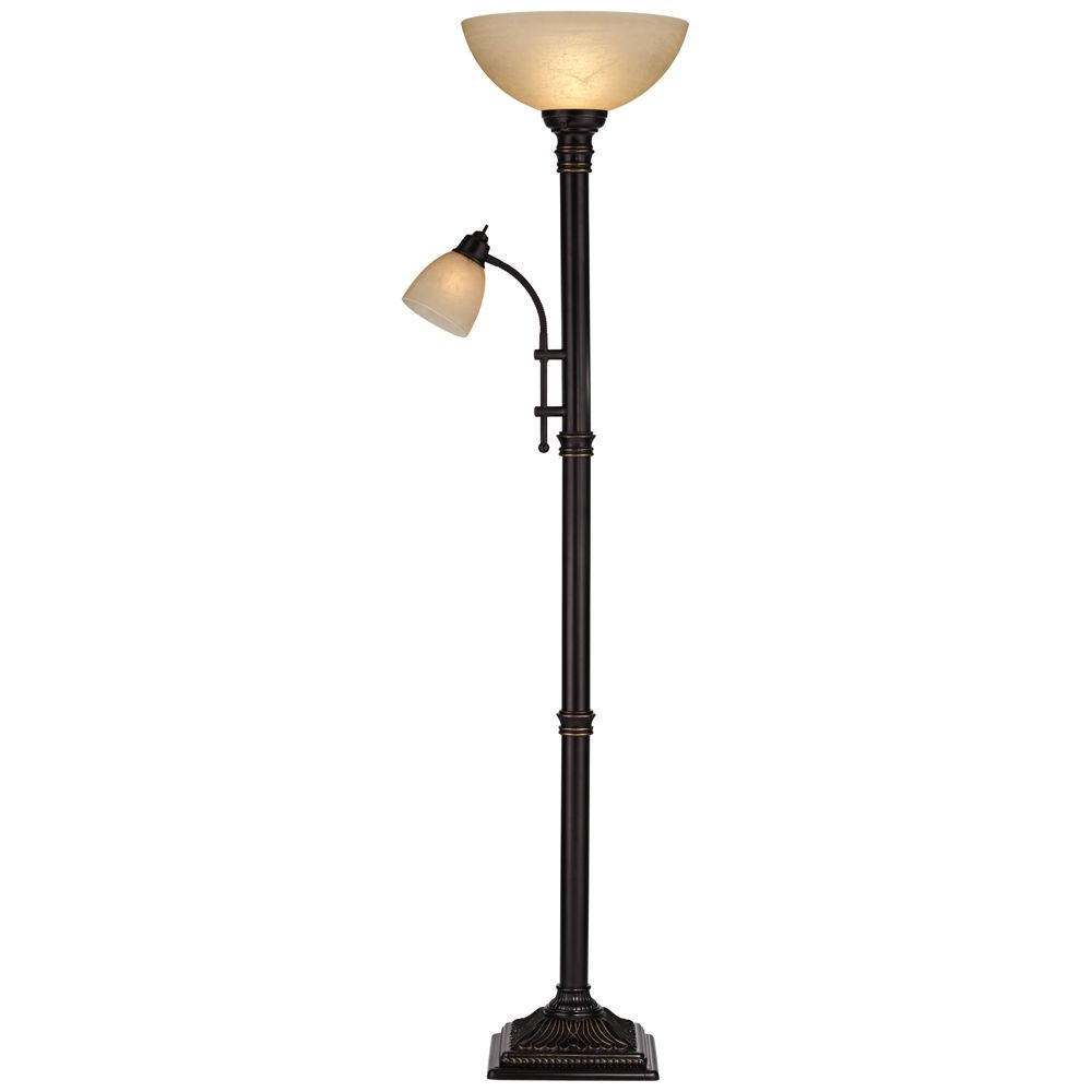Garver Bronze Torchiere Floor Lamp With Reader Arm with sizing 1000 X 1000