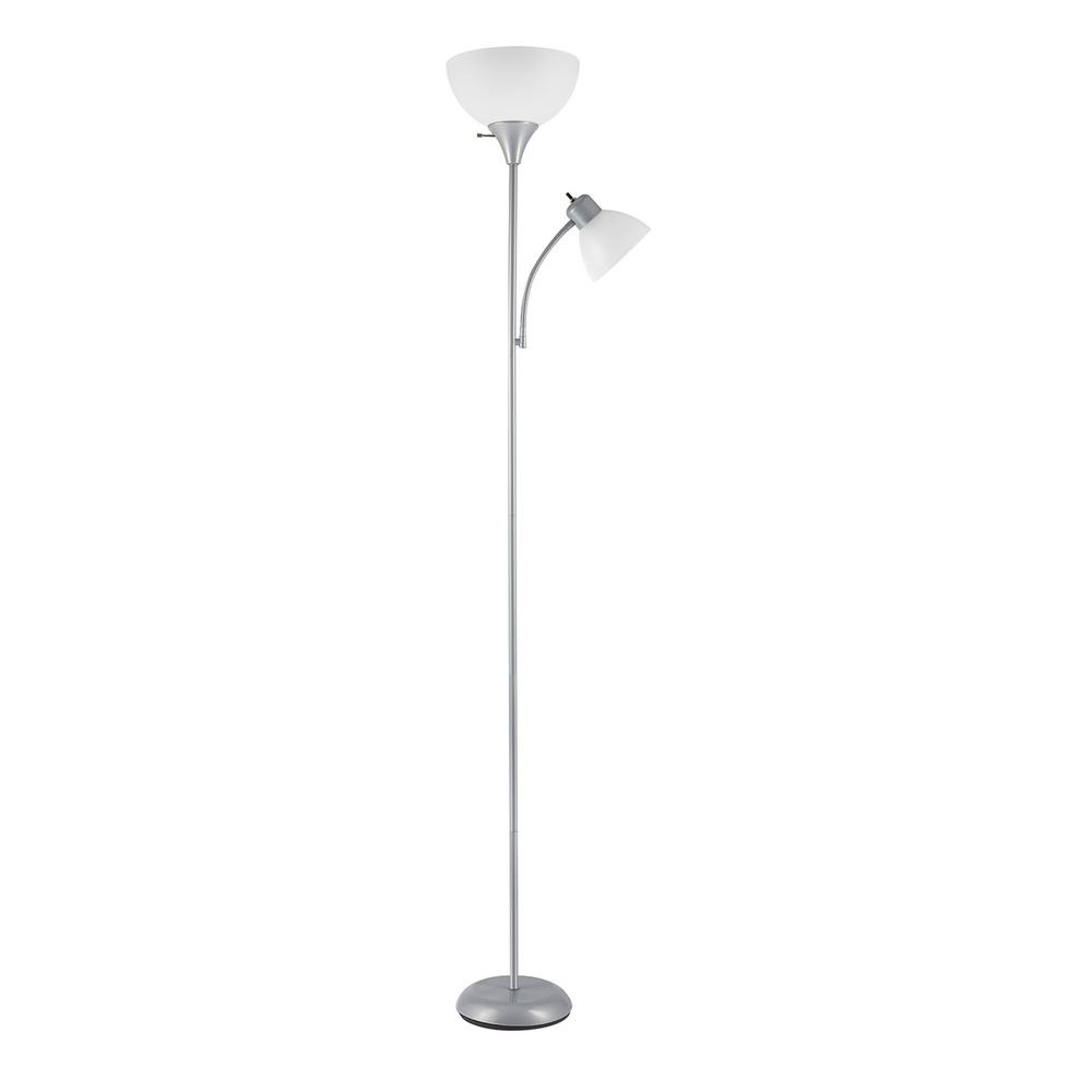 Globe Electric Delilah 72 In Silver Torchiere Floor Lamp With Adjustable Reading Light pertaining to measurements 1000 X 1000