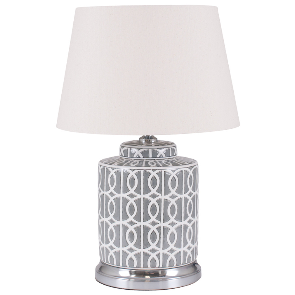 Grey And White Geo Pattern Table Lamp Hopo Home regarding sizing 1000 X 1000