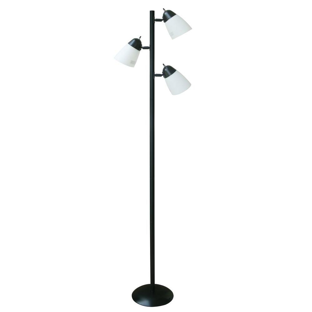 Hampton Bay 645 In Black Track Tree Floor Lamp With 3 White Plastic Shades in size 1000 X 1000