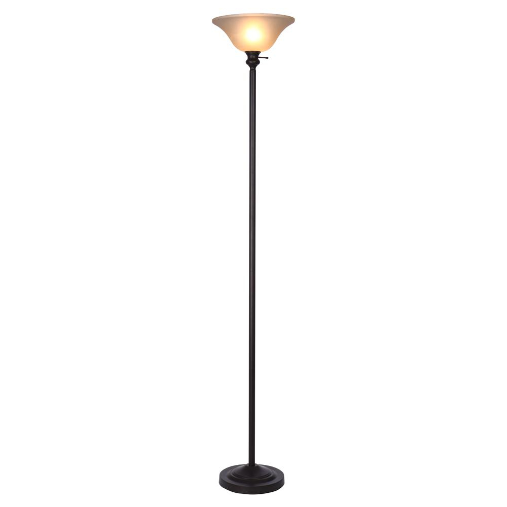 Hampton Bay 7125 In Bronze Torchiere Floor Lamp With Frosted Plastic Shade inside dimensions 1000 X 1000