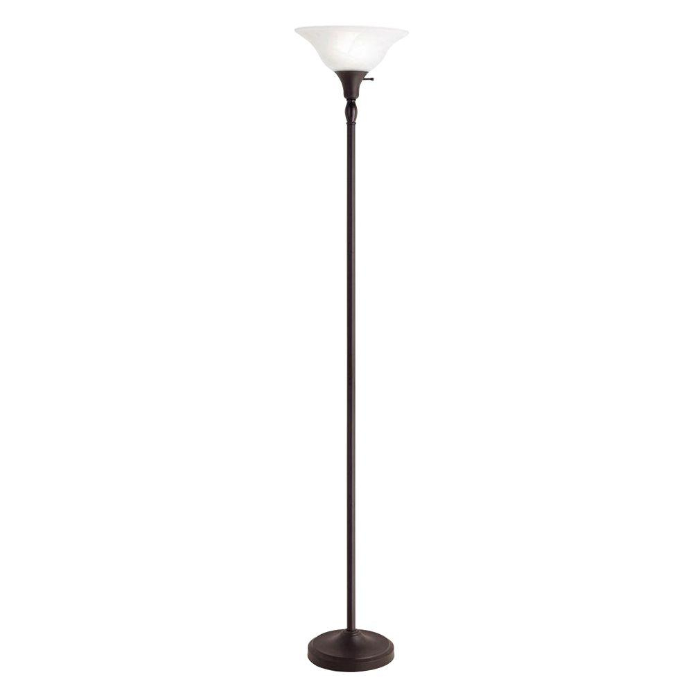 Hampton Bay 72 In Bronze Torchiere Floor Lamp With Alabaster Glass Shade inside measurements 1000 X 1000