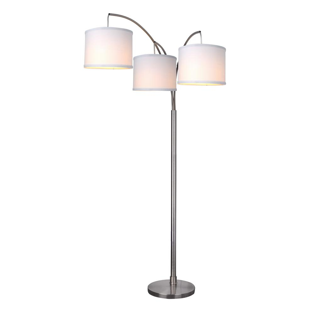 Hampton Bay 78 In Height 3 Arc Floor Lamp Brushed Nickel Finish with regard to proportions 1000 X 1000
