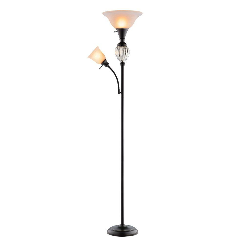 Hampton Bay Highgate 715 In Oil Rubbed Bronze Mercury Glass Font Floor Lamp With Reading Light throughout sizing 1000 X 1000