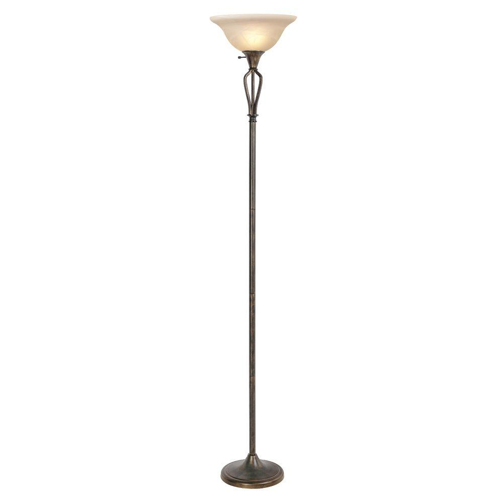 Hampton Bay Rhodes 71 12 In Bronze Torchiere Floor Lamp with measurements 1000 X 1000