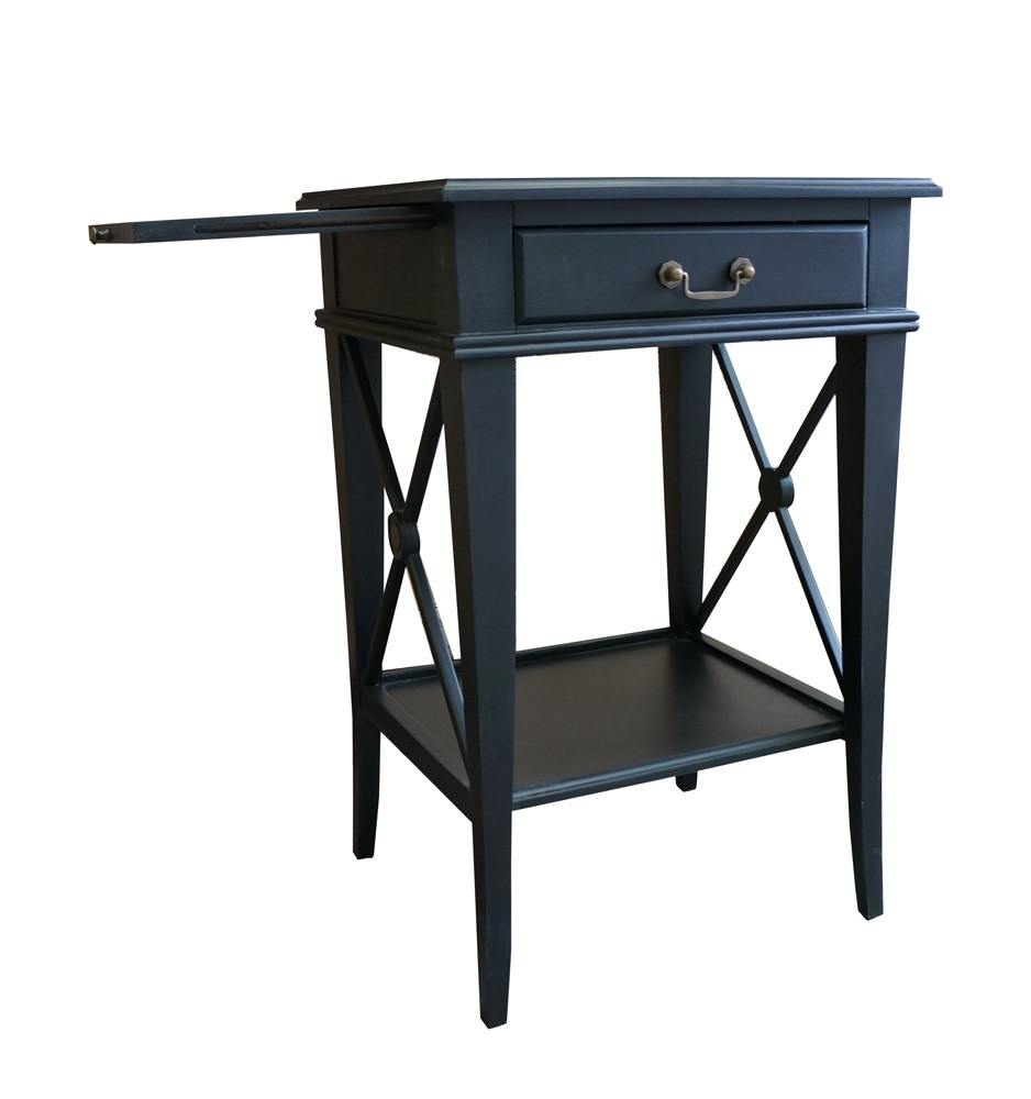 Hampton Cross Black Bedside Lamp Table With Drawer Left Handle within dimensions 938 X 1000