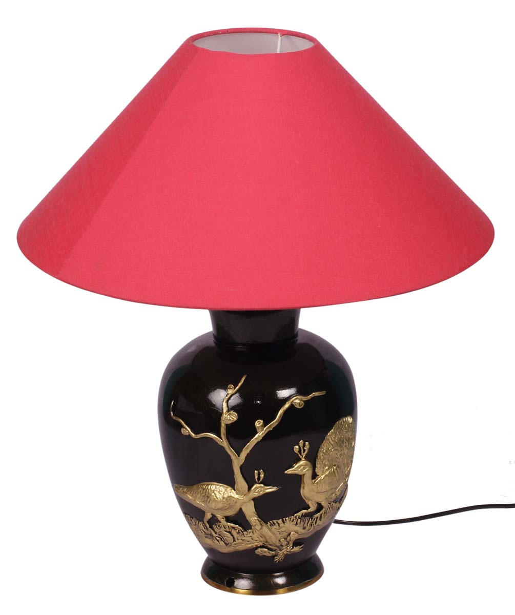 Handmade Black Golden Color Table Lamp Peacock Motifs pertaining to proportions 1005 X 1200